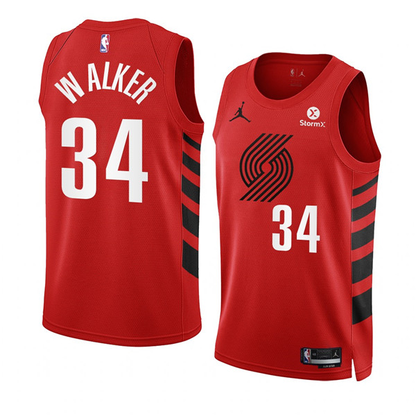 Men's Portland Trail Blazers #34 Jabari Walker 2022/23 Red Statement Edition Swingman Stitched Basketball Jersey
